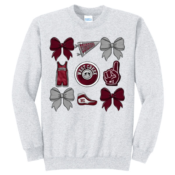 West Creek Wrestling Bows  - Core Fleece Crewneck Sweatshirt Thumbnail