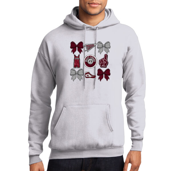 West Creek Wrestling Bows  - Core Fleece Pullover Hooded Sweatshirt Thumbnail